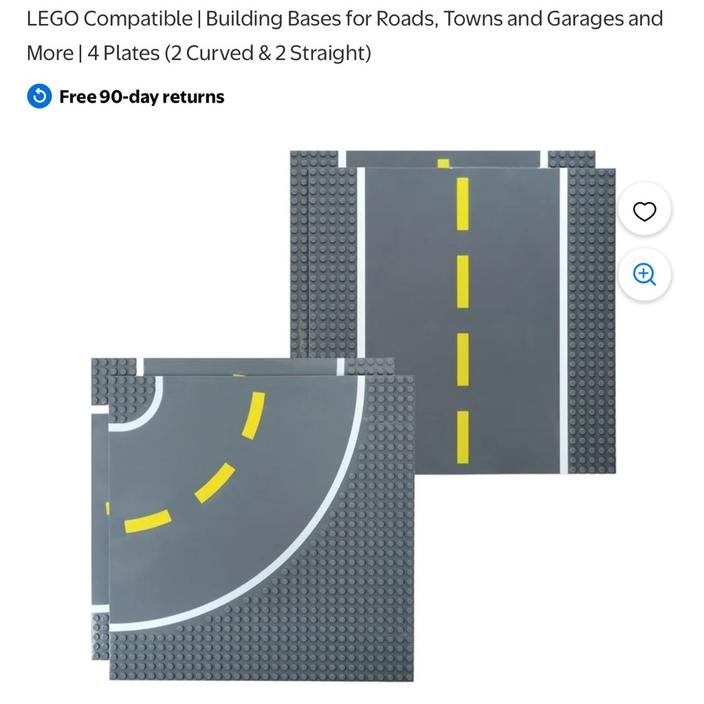 LEGO Compatible Road Base Plates Set - Gray and Yellow
